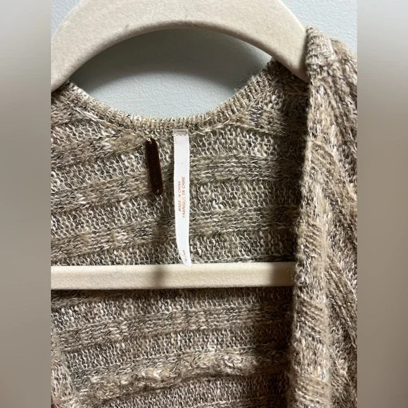 Free People Neutral-Tone Open Front Ribbed Cardigan - Picture 2 of 4